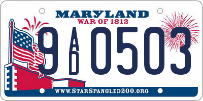 MD license plate 9AD0503