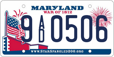 MD license plate 9AD0506