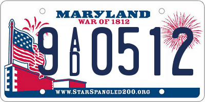 MD license plate 9AD0512