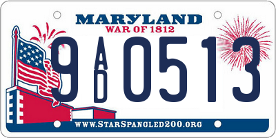 MD license plate 9AD0513