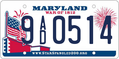 MD license plate 9AD0514