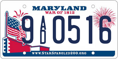 MD license plate 9AD0516