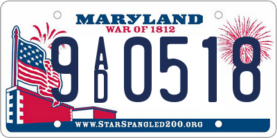 MD license plate 9AD0518