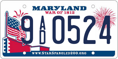 MD license plate 9AD0524