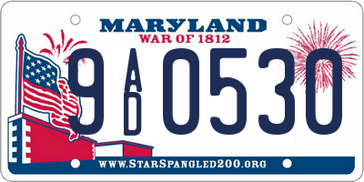 MD license plate 9AD0530