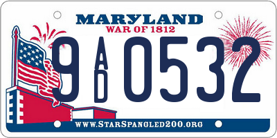 MD license plate 9AD0532