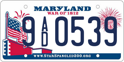 MD license plate 9AD0539