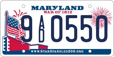 MD license plate 9AD0550