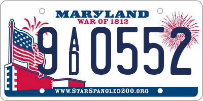 MD license plate 9AD0552