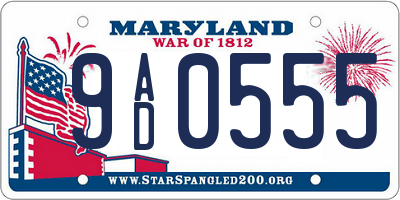 MD license plate 9AD0555