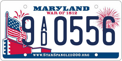 MD license plate 9AD0556