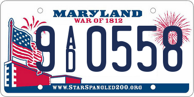 MD license plate 9AD0558
