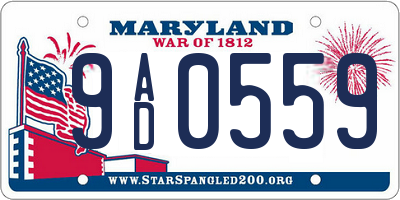 MD license plate 9AD0559