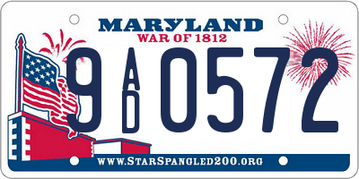 MD license plate 9AD0572