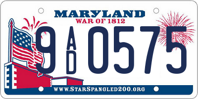 MD license plate 9AD0575