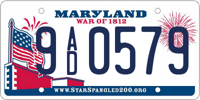 MD license plate 9AD0579