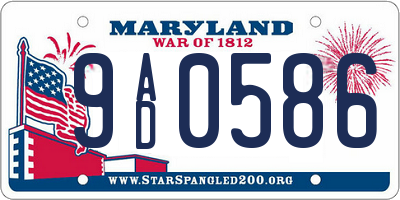 MD license plate 9AD0586