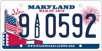 MD license plate 9AD0592