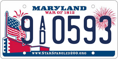 MD license plate 9AD0593