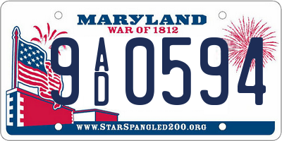 MD license plate 9AD0594
