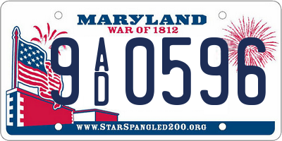 MD license plate 9AD0596