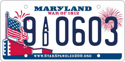 MD license plate 9AD0603