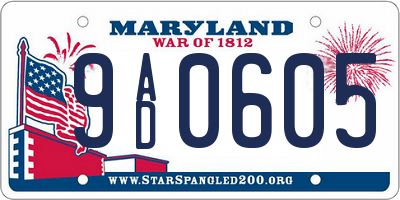 MD license plate 9AD0605