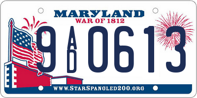 MD license plate 9AD0613