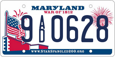 MD license plate 9AD0628