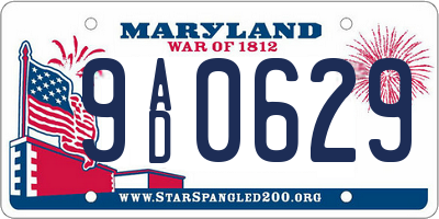 MD license plate 9AD0629