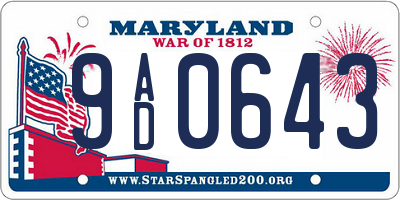 MD license plate 9AD0643