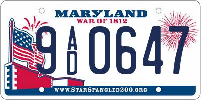 MD license plate 9AD0647
