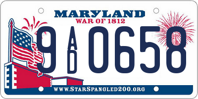 MD license plate 9AD0658