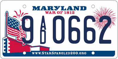 MD license plate 9AD0662