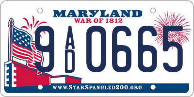 MD license plate 9AD0665
