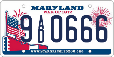 MD license plate 9AD0666