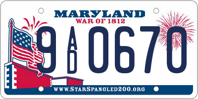 MD license plate 9AD0670
