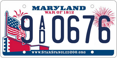 MD license plate 9AD0676