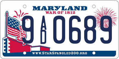 MD license plate 9AD0689