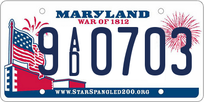 MD license plate 9AD0703