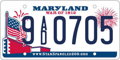 MD license plate 9AD0705