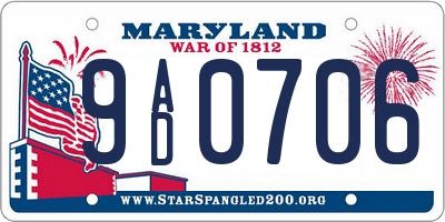 MD license plate 9AD0706