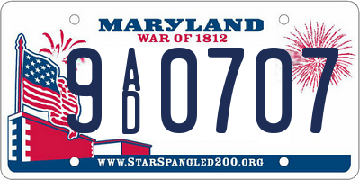 MD license plate 9AD0707