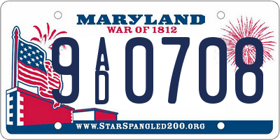 MD license plate 9AD0708