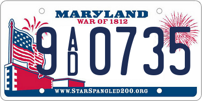 MD license plate 9AD0735