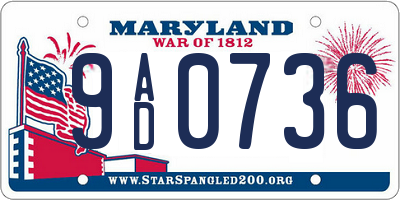 MD license plate 9AD0736