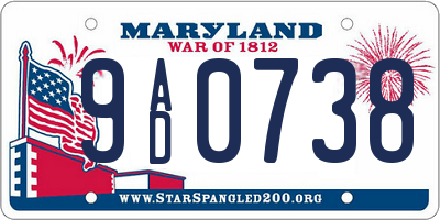 MD license plate 9AD0738