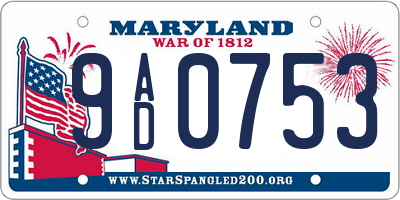 MD license plate 9AD0753