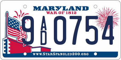 MD license plate 9AD0754