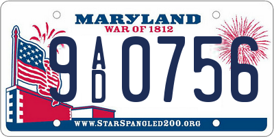 MD license plate 9AD0756